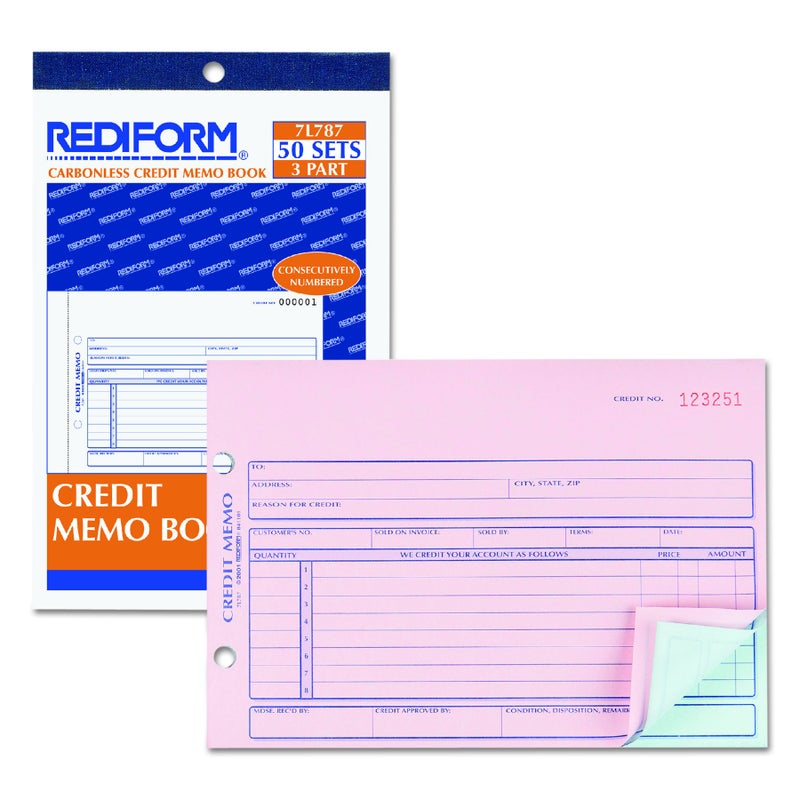 Rediform Credit Memo Book, Three-Part Carbonless, 5.5 x 7.88, 50 Forms Total - Image 1
